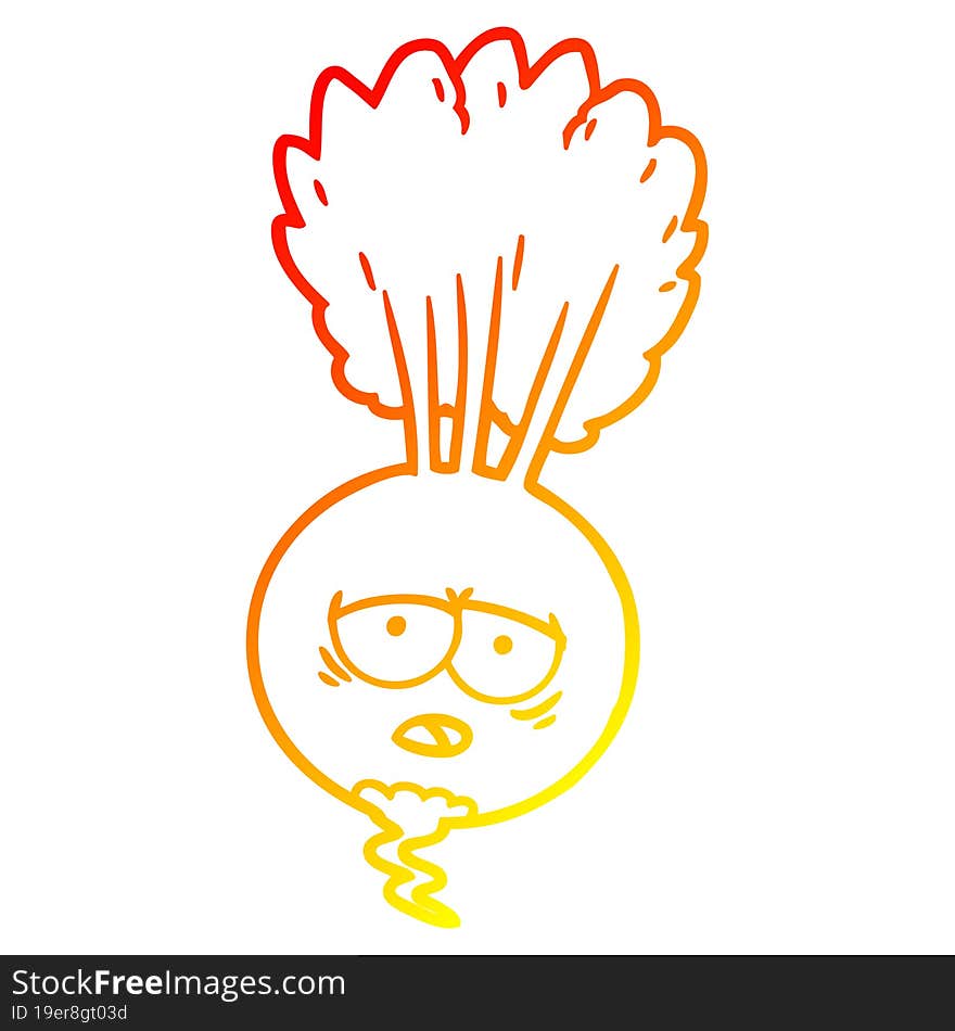 warm gradient line drawing of a cartoon root vegetable