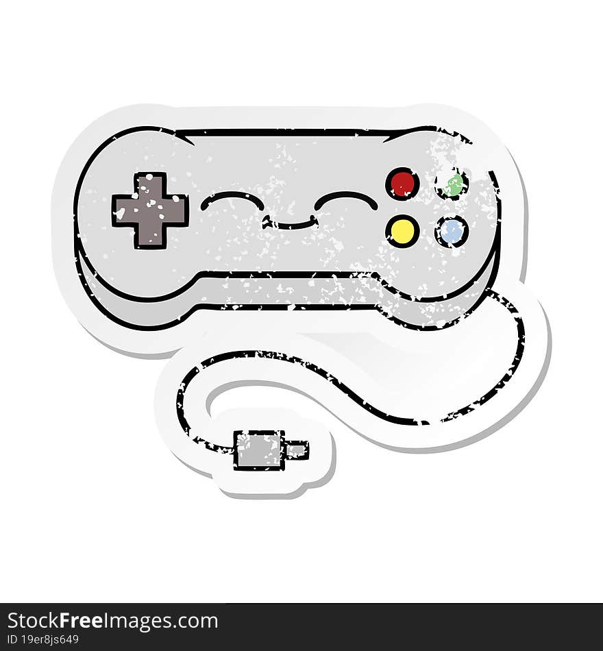 distressed sticker of a cute cartoon game controller