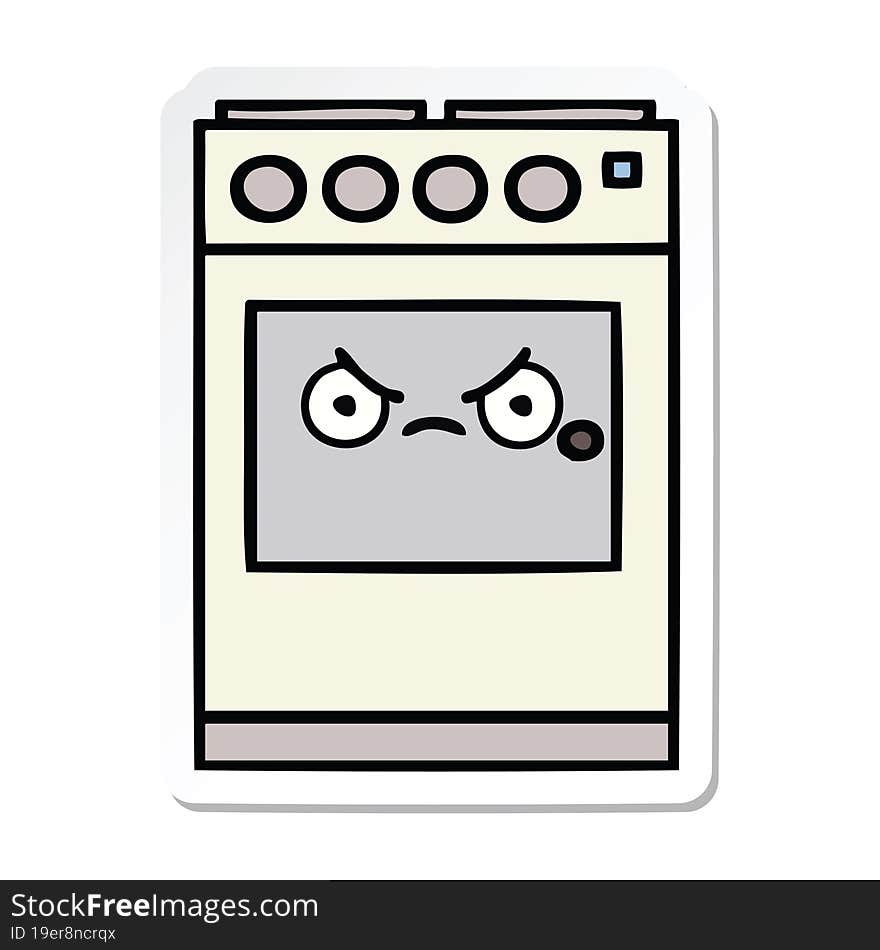 sticker of a cute cartoon kitchen oven