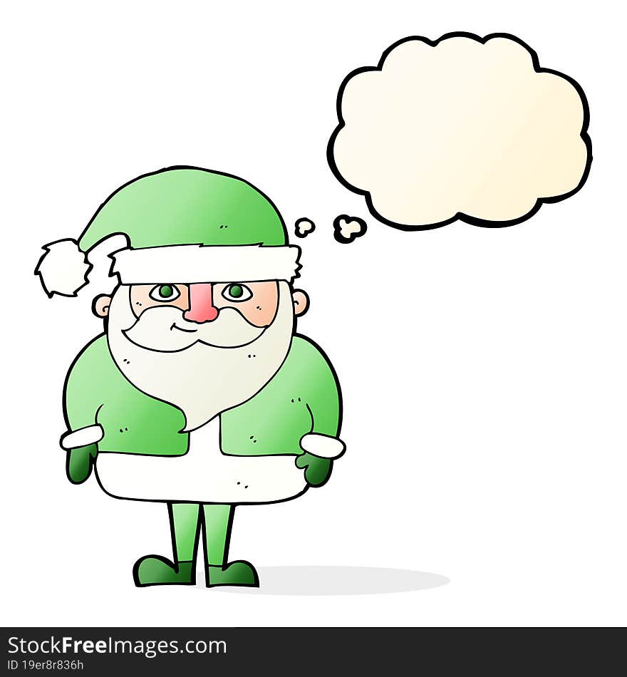 Cartoon Happy Santa Claus With Thought Bubble