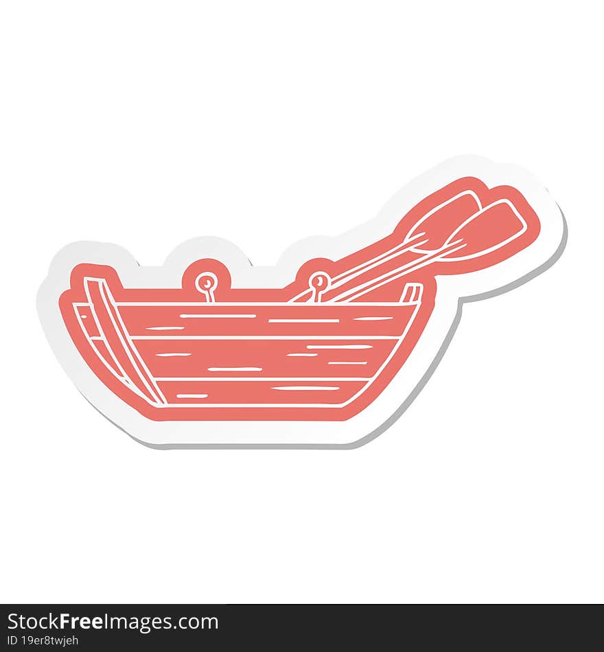 cartoon sticker of a wooden row boat