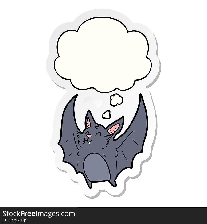 cartoon halloween bat and thought bubble as a printed sticker