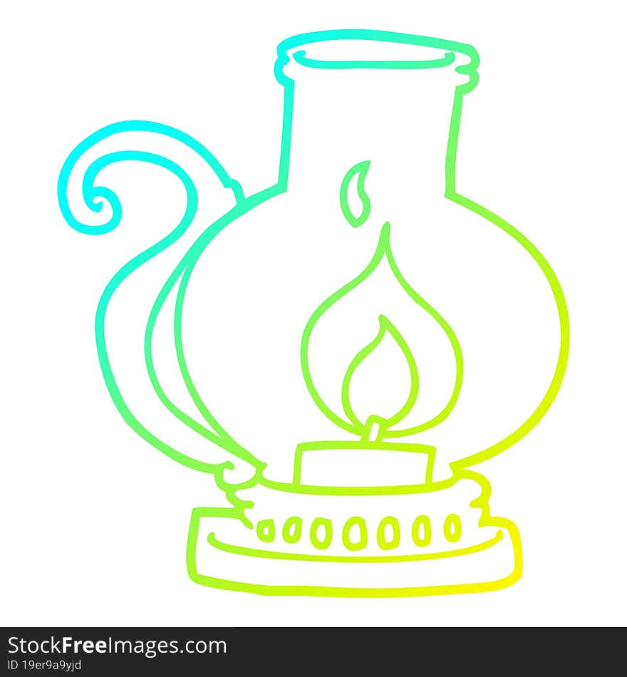 cold gradient line drawing of a cartoon lantern