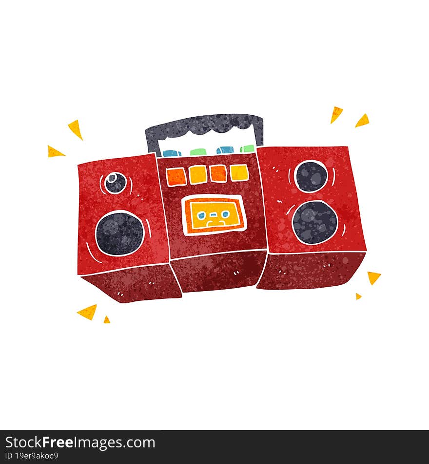 freehand retro cartoon cassette tape player