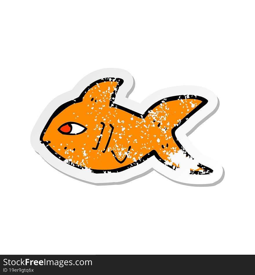 retro distressed sticker of a cartoon fish