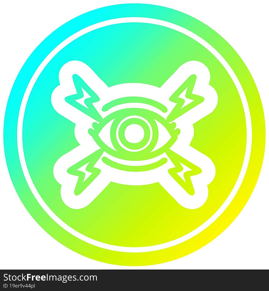 mystic eye circular icon with cool gradient finish. mystic eye circular icon with cool gradient finish