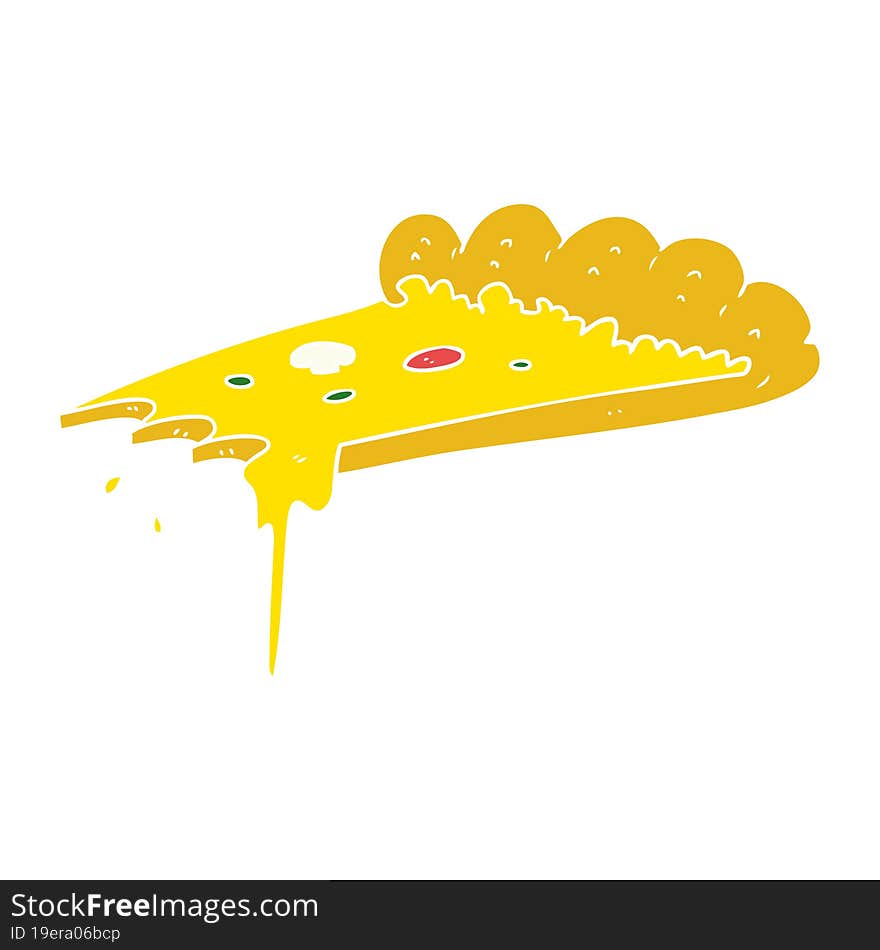 Flat Color Style Cartoon Slice Of Pizza