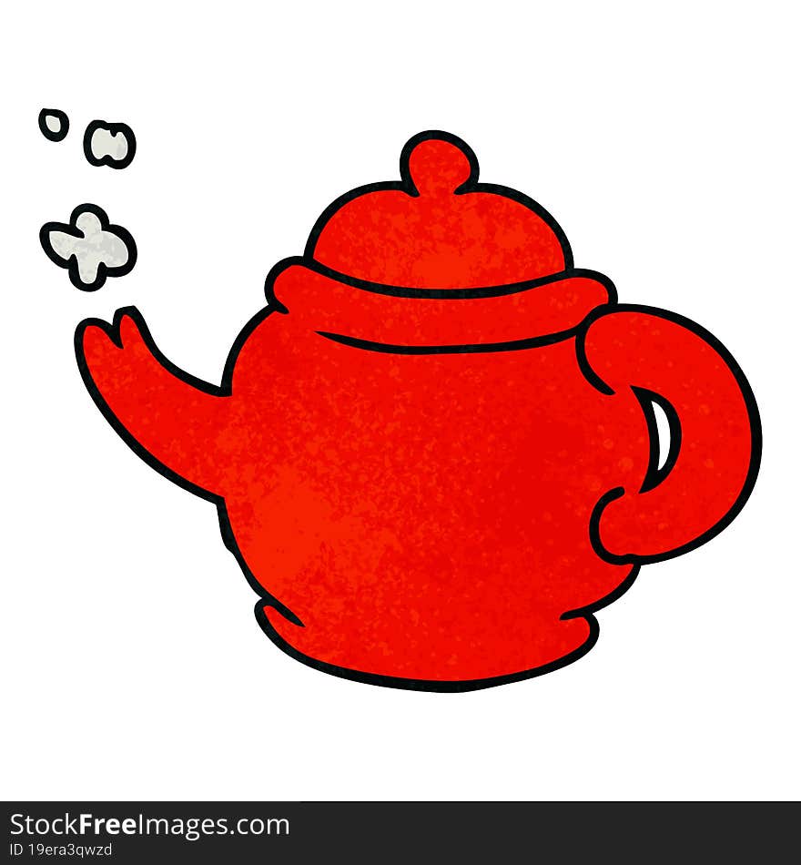 textured cartoon doodle of a blue tea pot