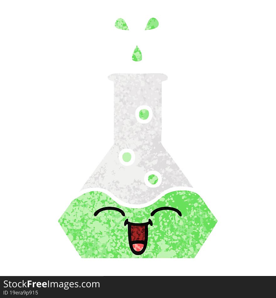 Retro Illustration Style Cartoon Science Beaker