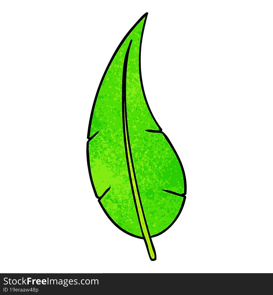 hand drawn textured cartoon doodle of a green long leaf