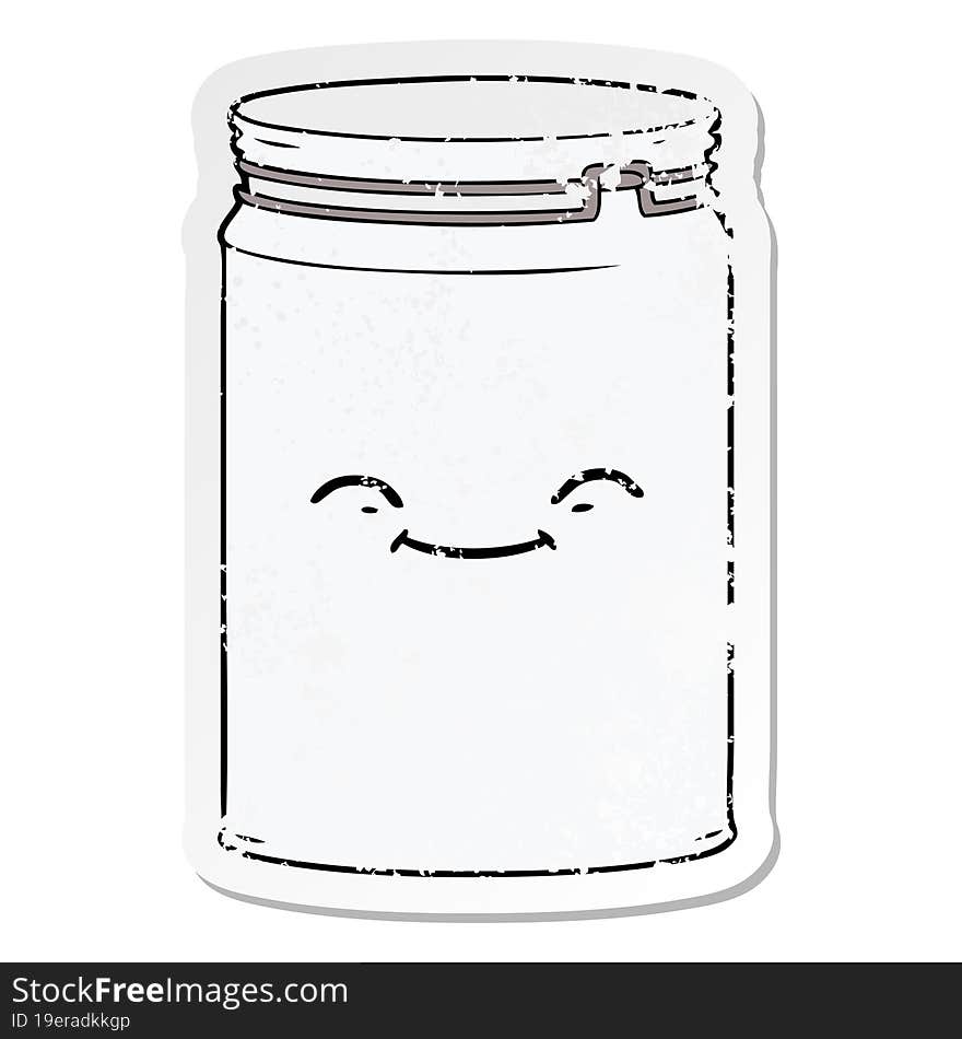 distressed sticker of a cartoon glass jar