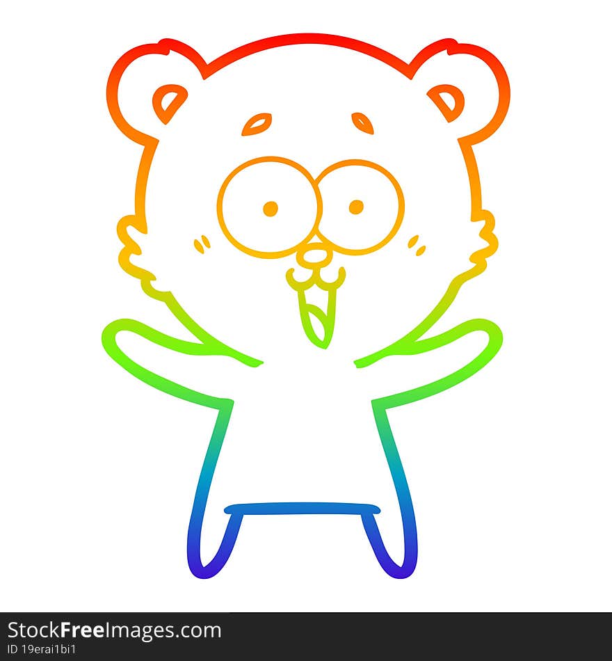 rainbow gradient line drawing of a laughing teddy  bear cartoon