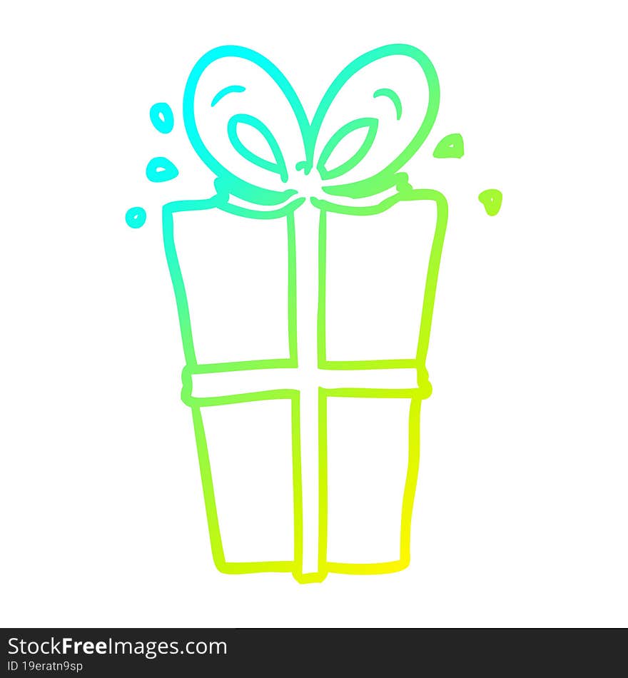 cold gradient line drawing wrapped gift