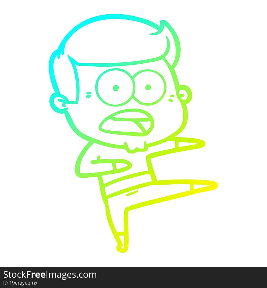 cold gradient line drawing cartoon shocked man