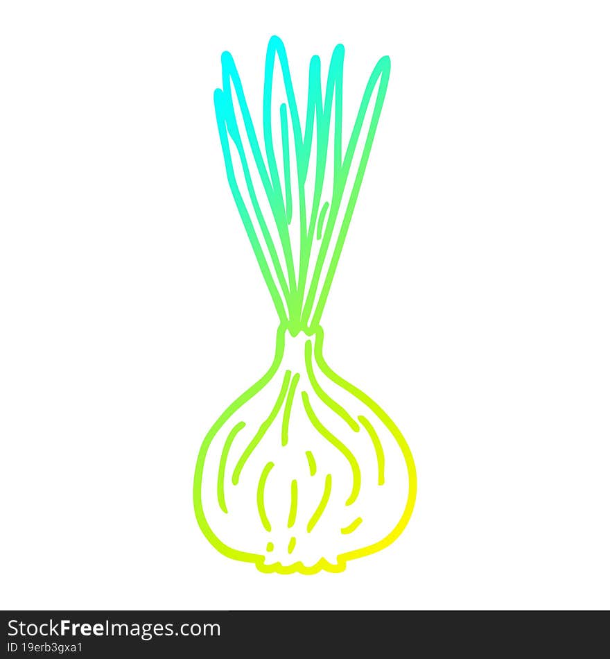 cold gradient line drawing of a cartoon sprouting onion