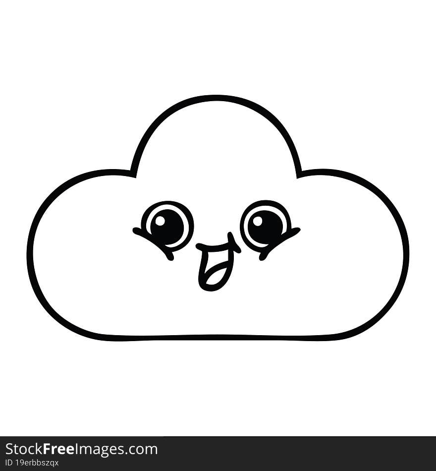 line drawing cartoon of a snow cloud