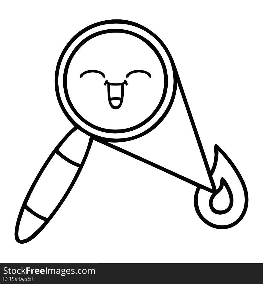 line drawing cartoon magnifying glass