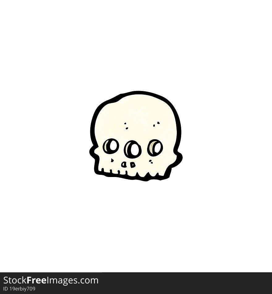 cartoon three eyed alien skull