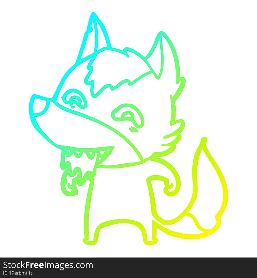 cold gradient line drawing cartoon hungry wolf