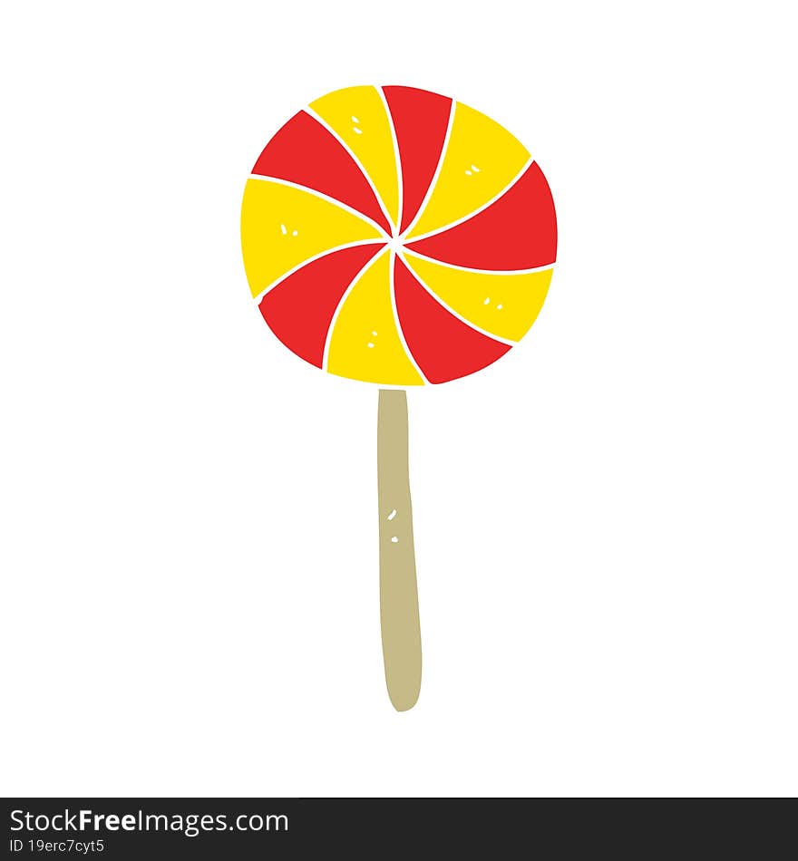 flat color illustration of a cartoon candy lollipop