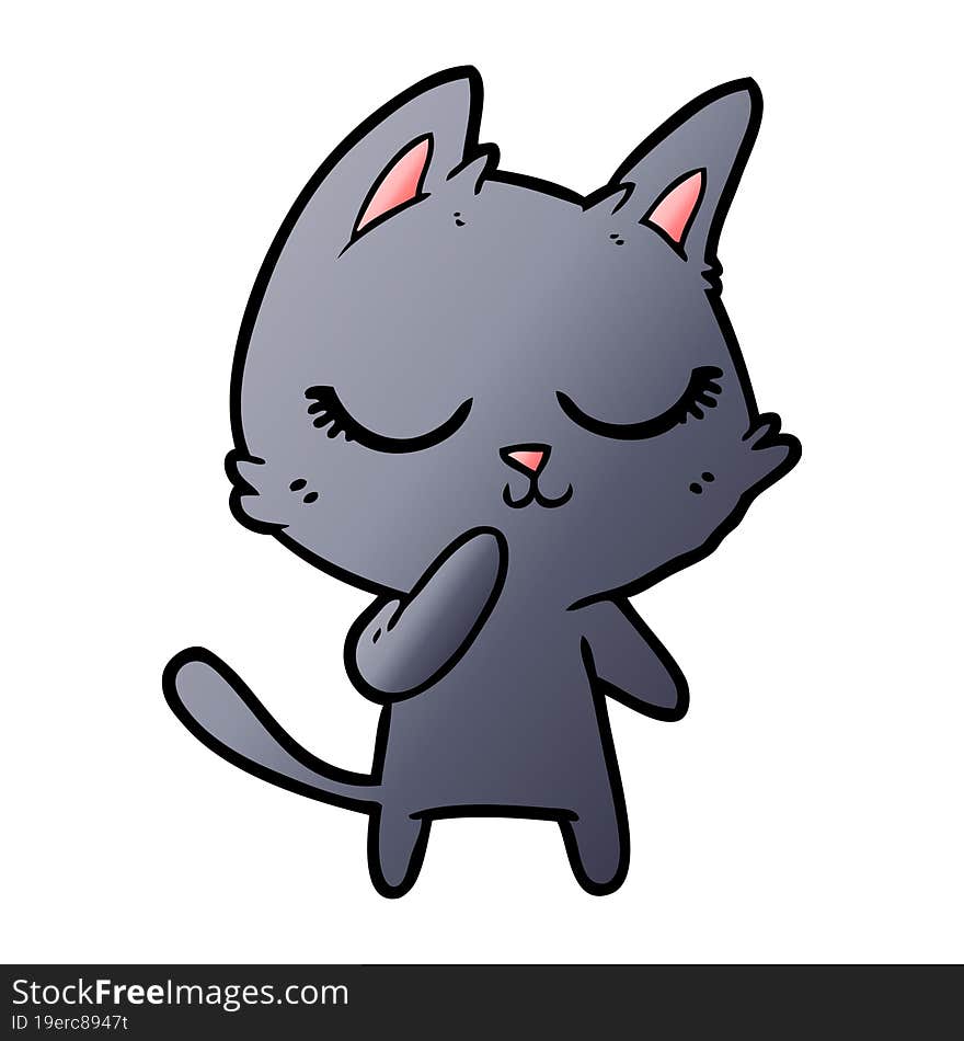 calm cartoon cat considering. calm cartoon cat considering