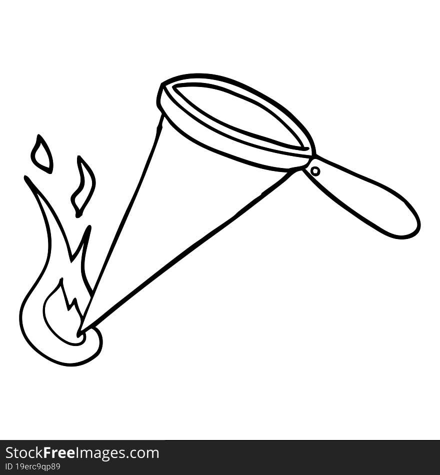 line drawing cartoon magnifying glass