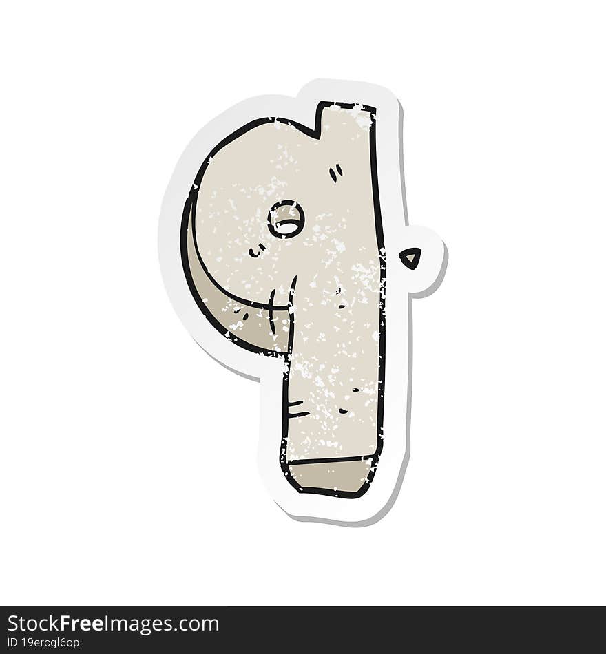 retro distressed sticker of a cartoon stone number nine