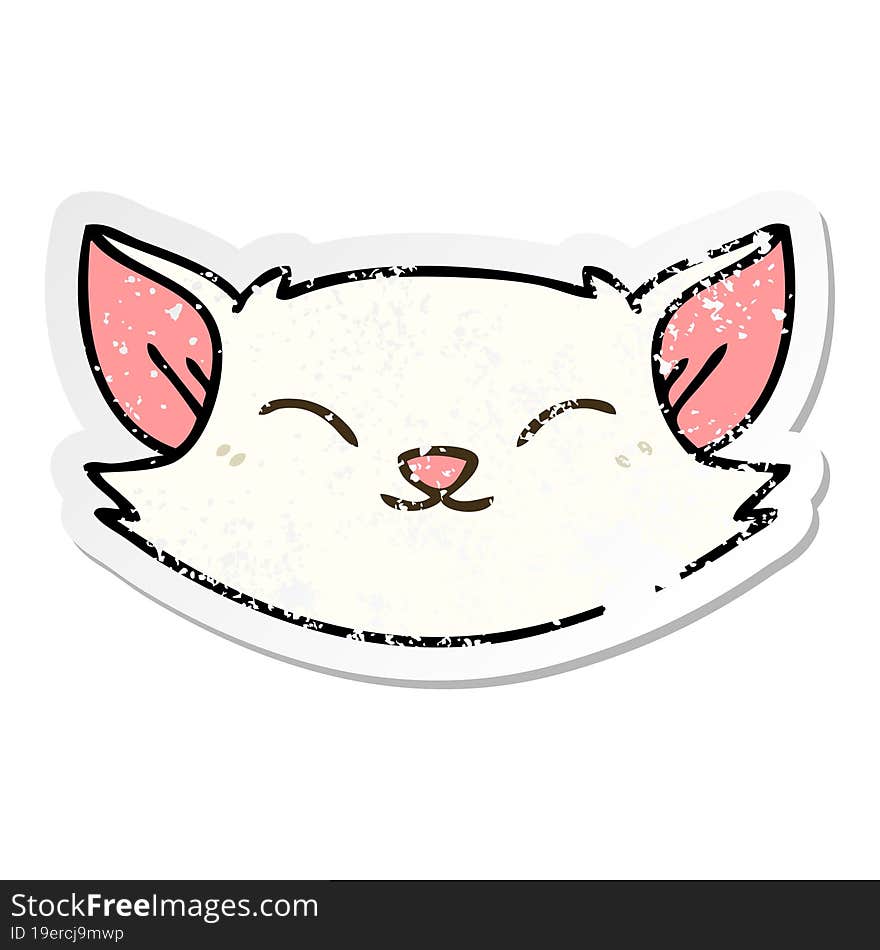 distressed sticker of a quirky hand drawn cartoon cat