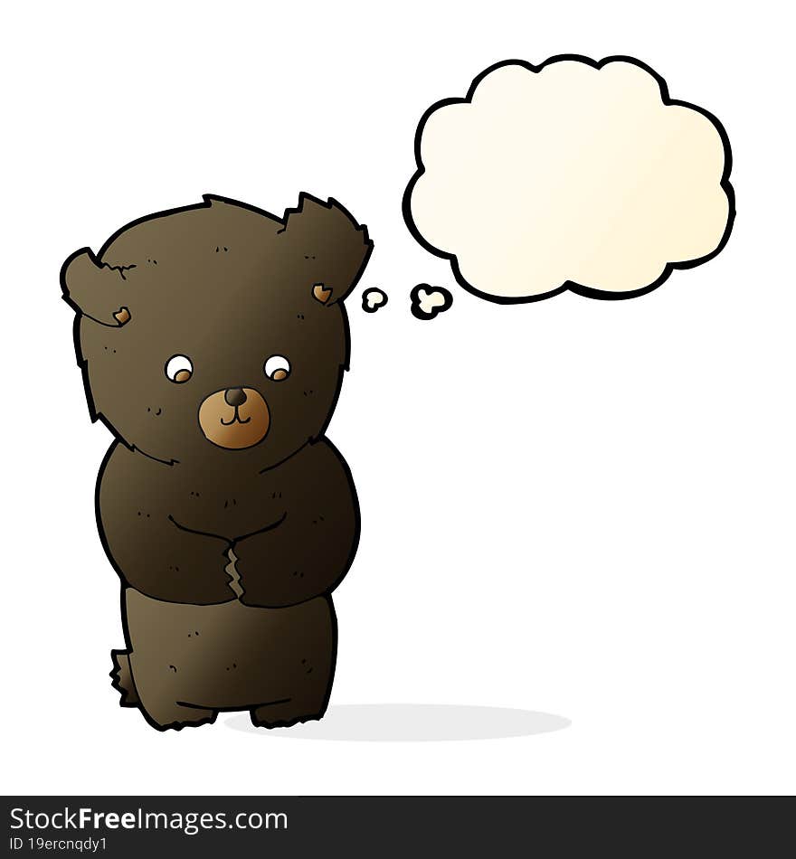 Cute Cartoon Black Bear With Thought Bubble