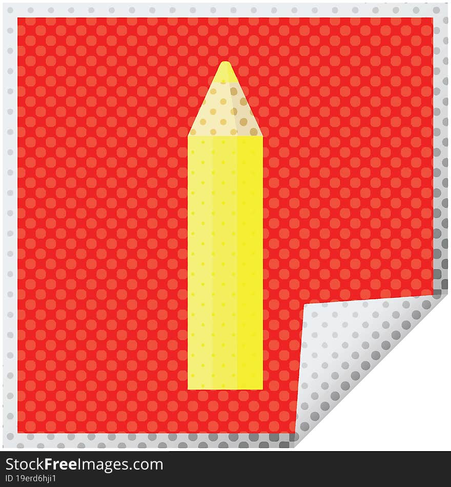 Yellow Coloring Pencil Graphic Square Sticker