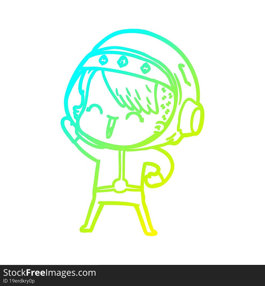 cold gradient line drawing happy cartoon space girl