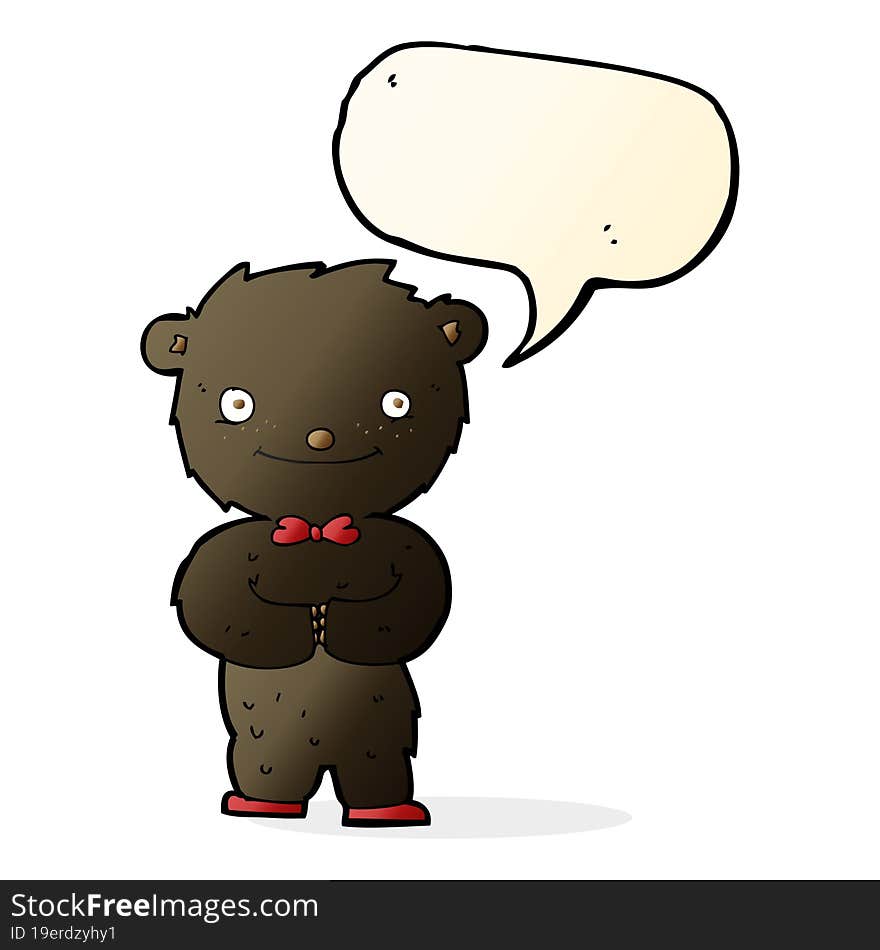 Cartoon Little Black Bear With Speech Bubble