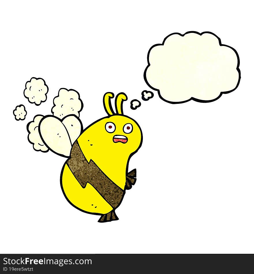 Funny Cartoon Bee With Thought Bubble