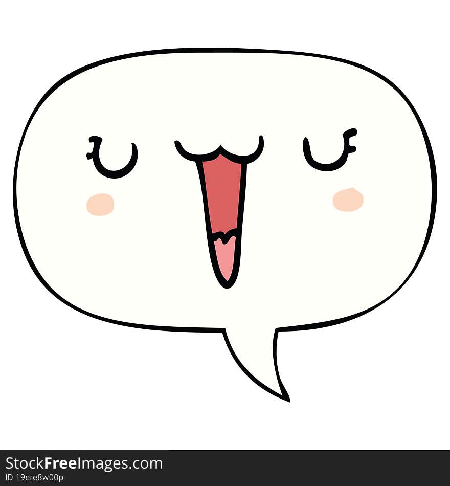 Cute Happy Cartoon Face And Speech Bubble