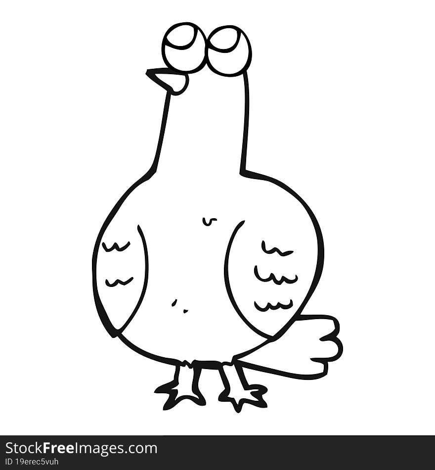 black and white cartoon bird