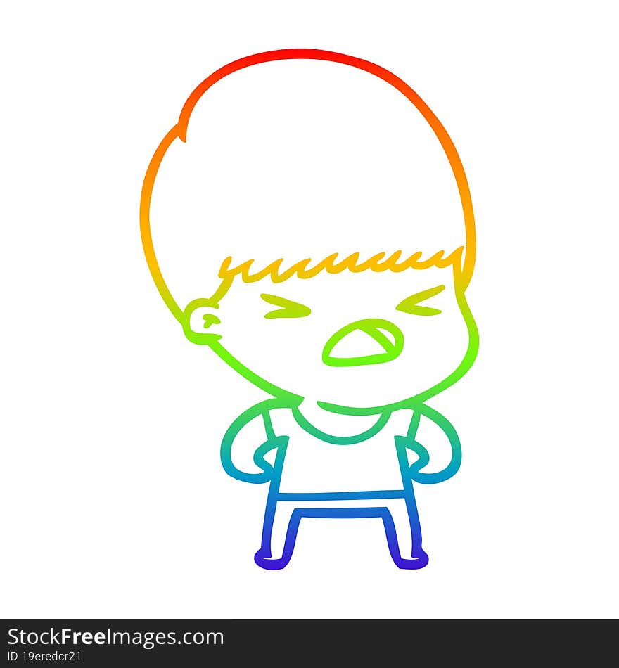 rainbow gradient line drawing cartoon stressed man