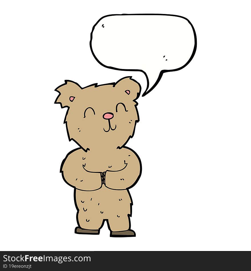 cartoon happy little bear with speech bubble