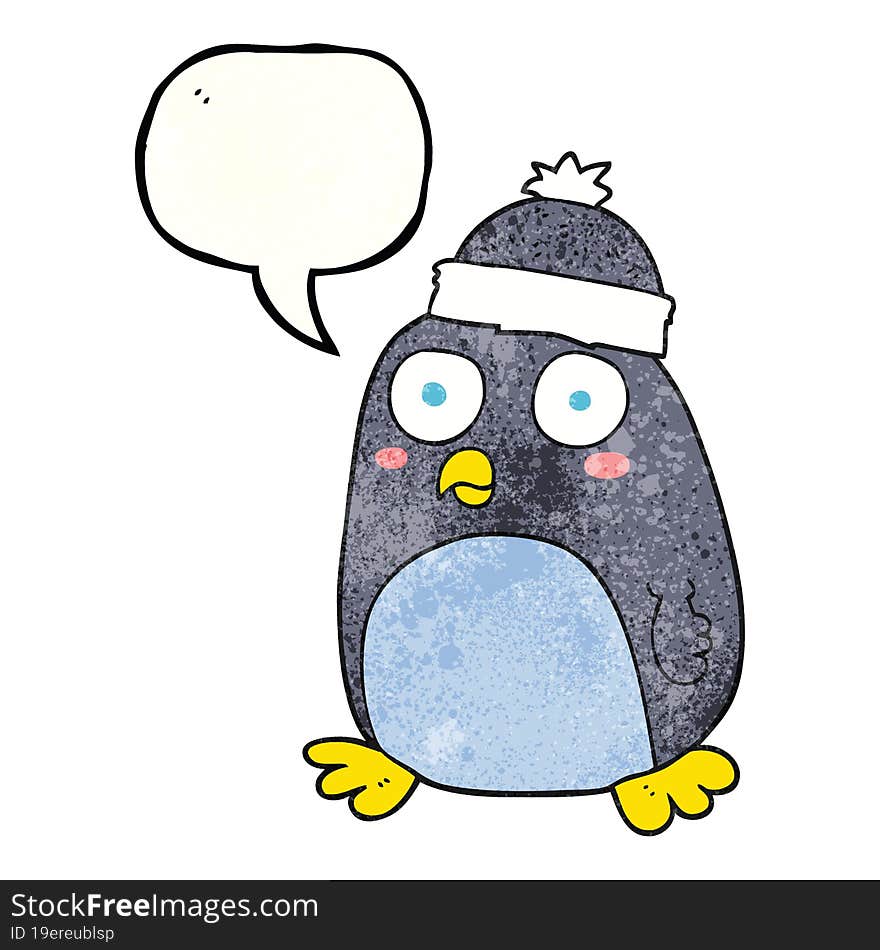 Speech Bubble Textured Cartoon Penguin