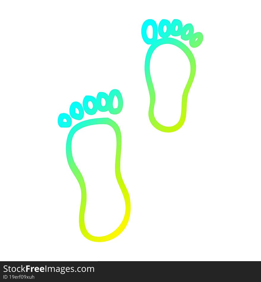 cold gradient line drawing cartoon foot prints