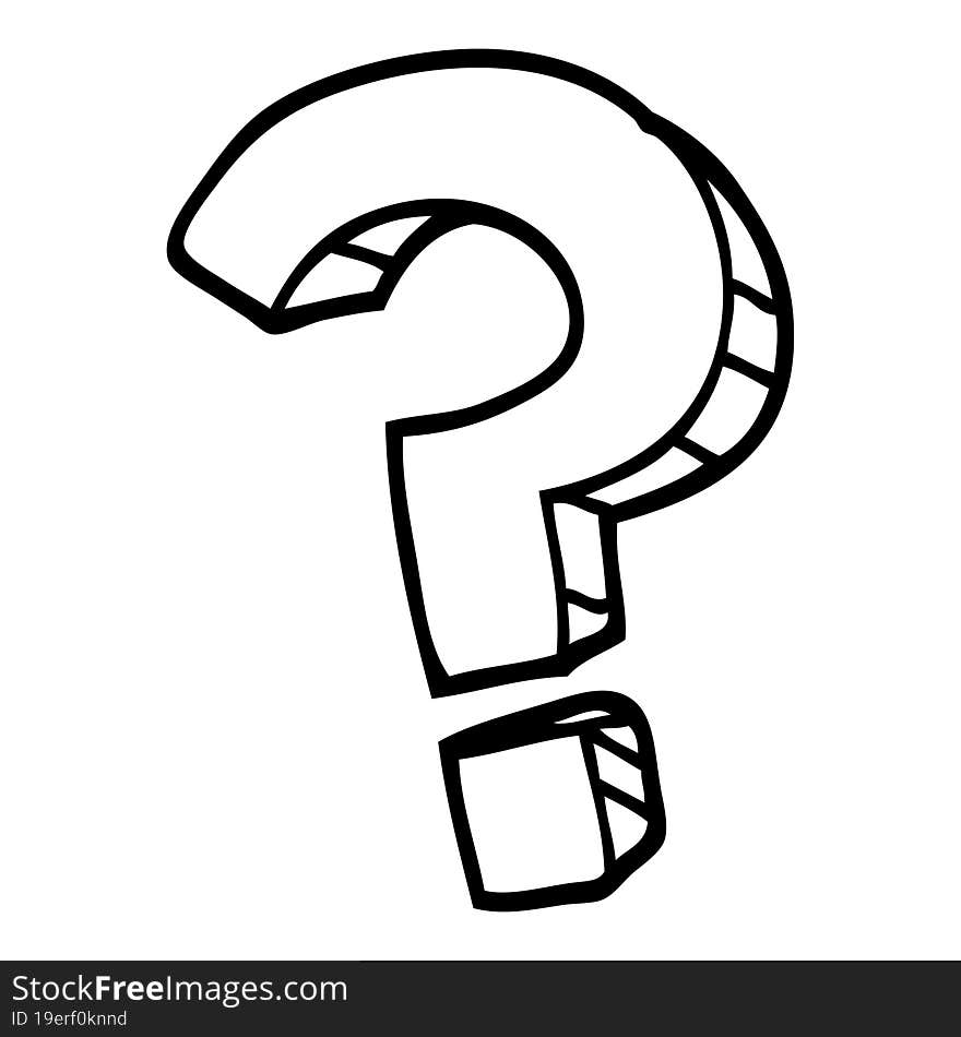 black and white cartoon question mark