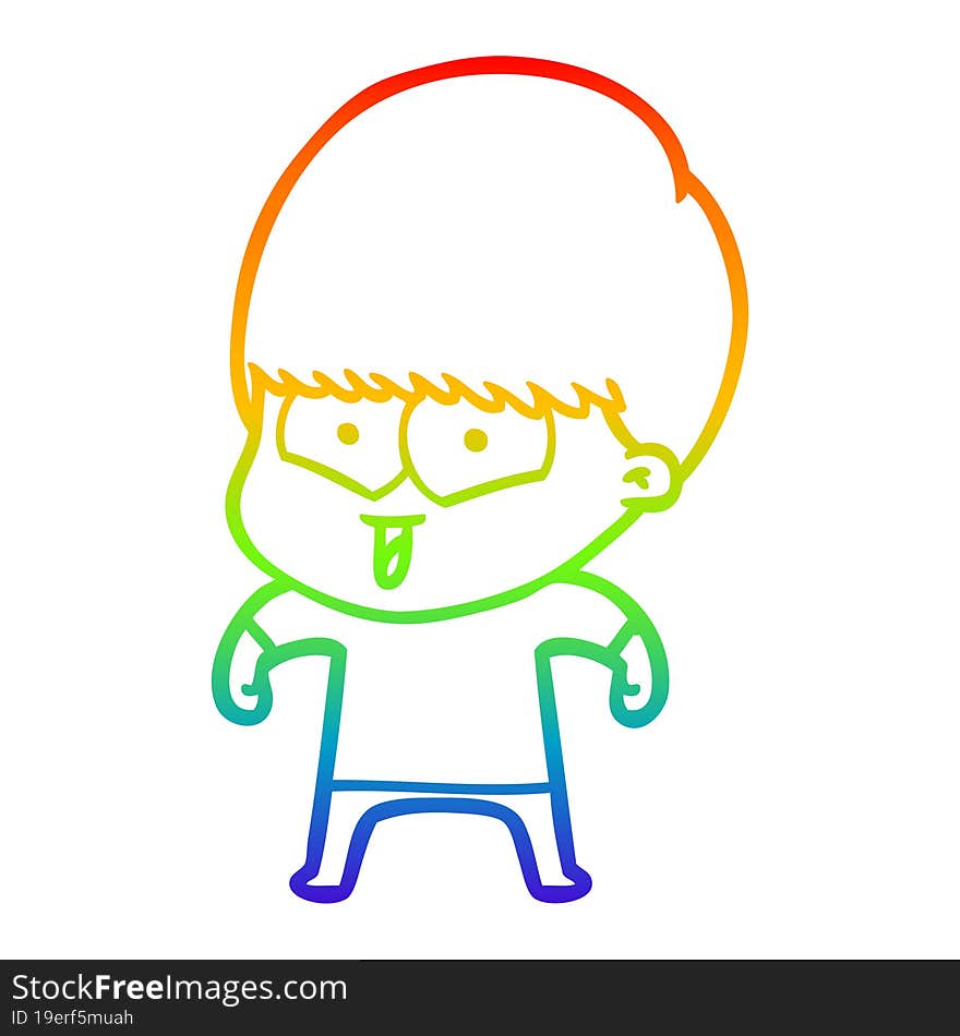 rainbow gradient line drawing cartoon happy boy