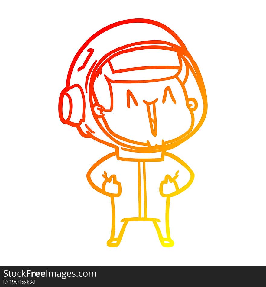 warm gradient line drawing happy cartoon astronaut