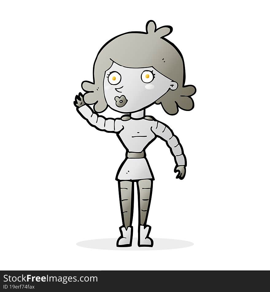 cartoon robot woman waving