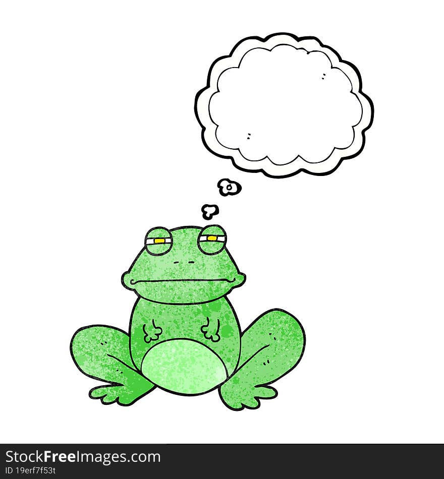 freehand drawn thought bubble textured cartoon frog