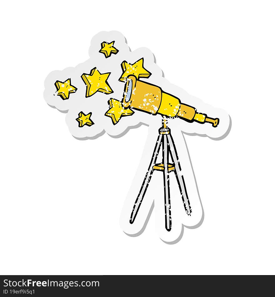 retro distressed sticker of a cartoon telescope