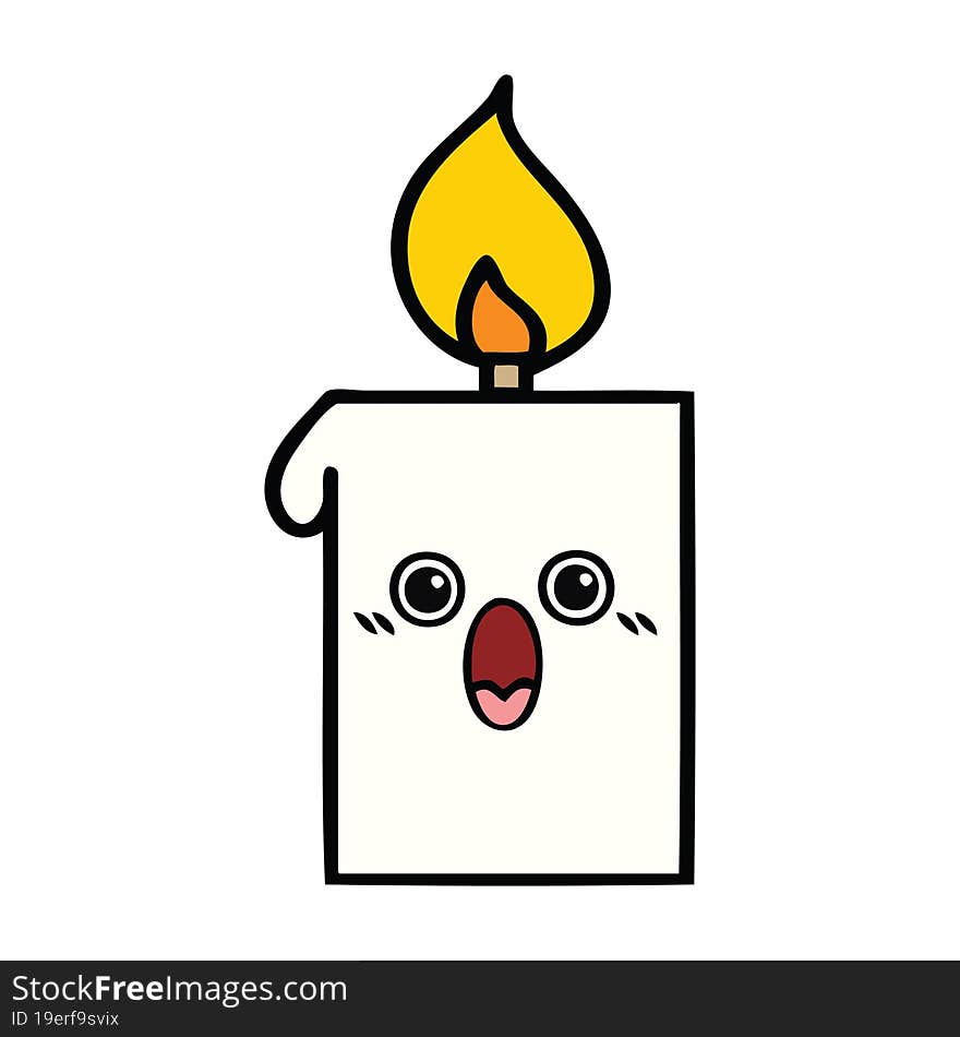 cute cartoon of a lit candle. cute cartoon of a lit candle