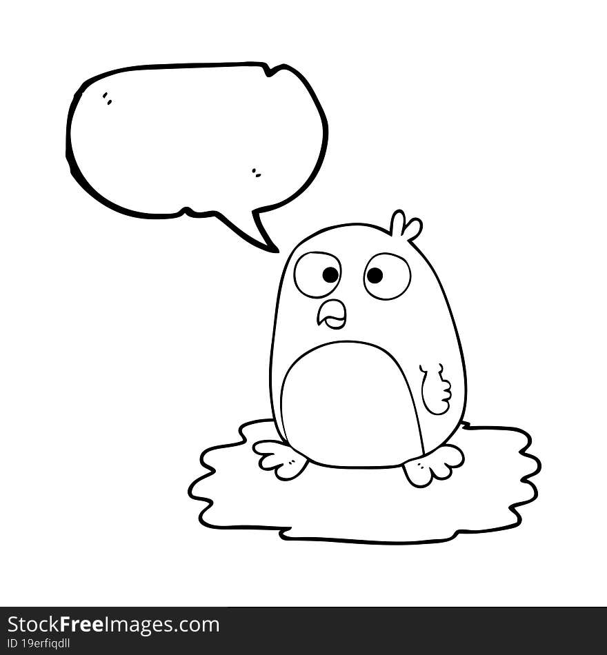 speech bubble cartoon penguin on ice