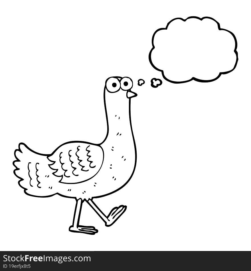 freehand drawn thought bubble cartoon bird