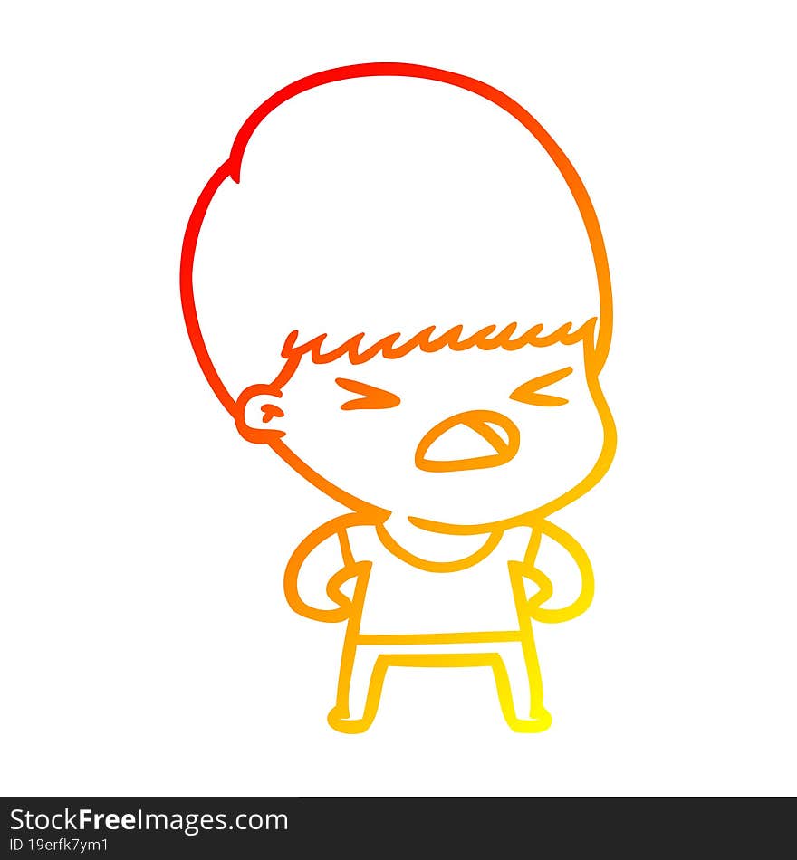 warm gradient line drawing cartoon stressed man