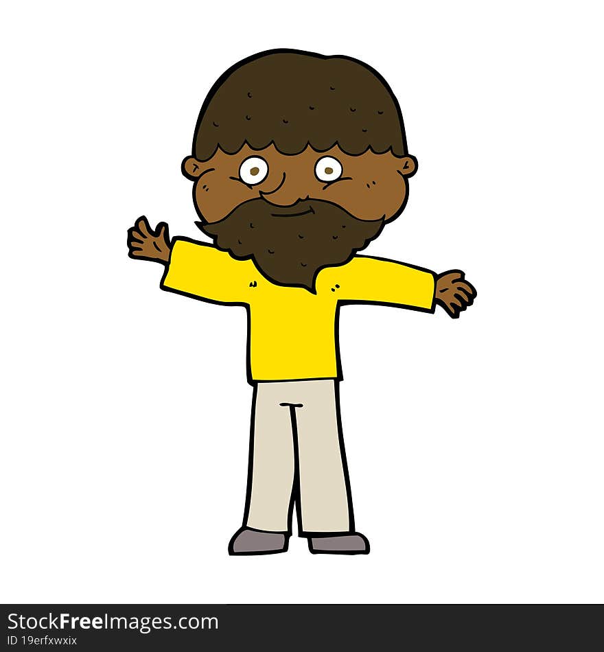 cartoon happy man with beard